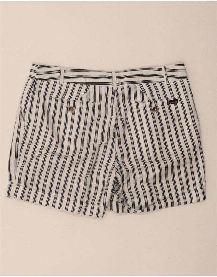 Pantaloncini chino con pegged da donna MUSTO UK 10 Small W27 cotone a righe bianche