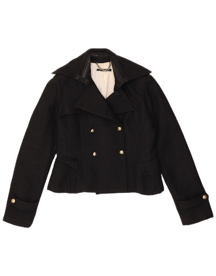 ELISABETTA FRANCHI Cappotto Caban Donna Celyn B IT 46 Large Nero Lana Vergine