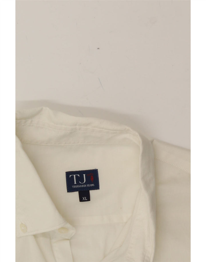 TRUSSARDI JEANS Mens Shirt XL White Vintage Trussardi Jeans and Second-Hand Trussardi Jeans from Messina Hembry 