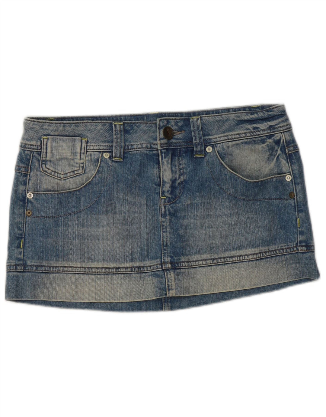 Gonna mini denim da donna Benetton IT 42 media W32 blu cotone