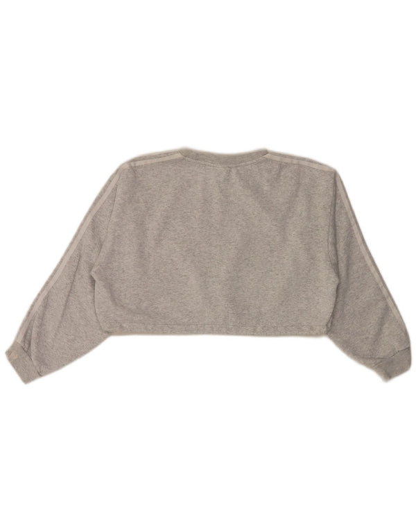 Felpa oversize corta Adidas da donna, maglione UK 10, piccolo grigio chiazzato