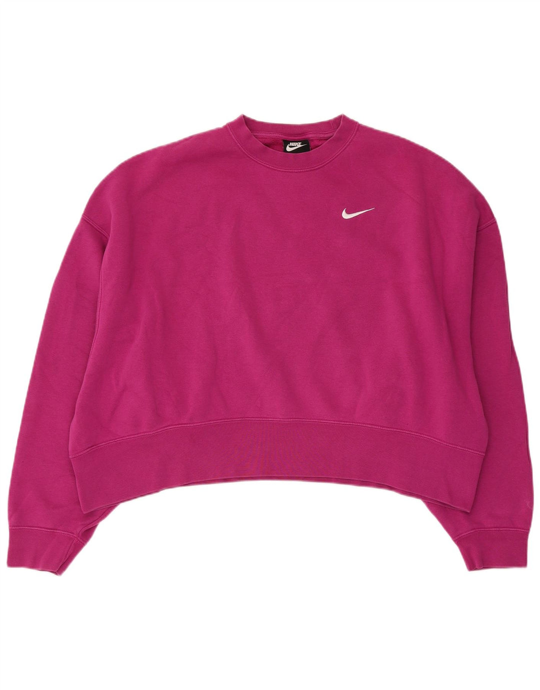 NIKE Felpa corta oversize da donna, maglione UK 14, cotone rosa medio