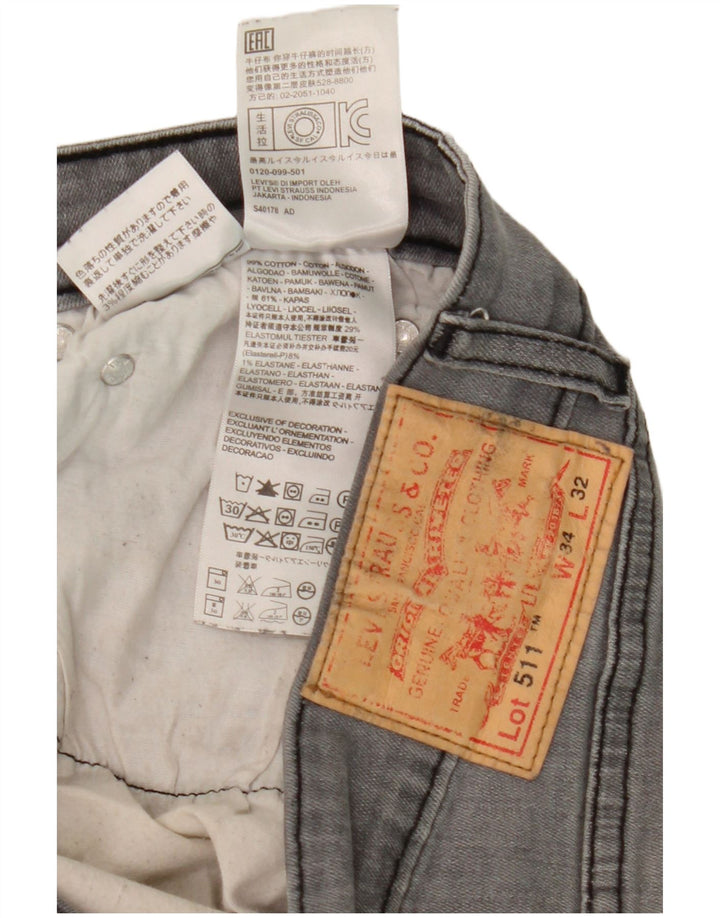 Jeans Levi's Uomo 511 Slim W34 L28 Cotone Grigio