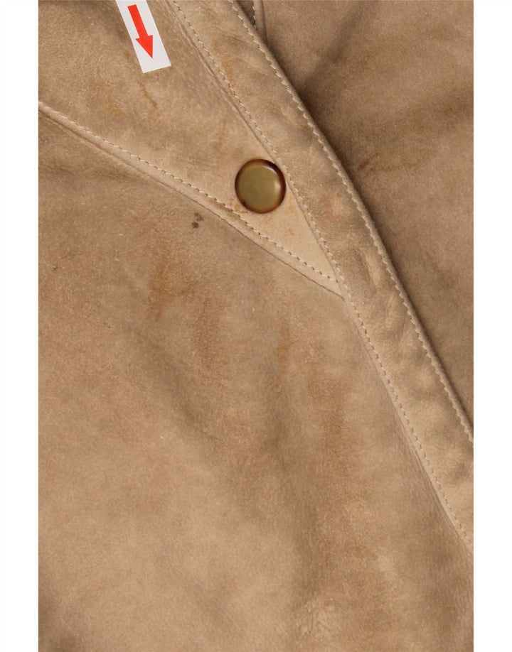 Cappotto in shearling vintage da donna con maniche a 3/4 UK 14 Beige medio
