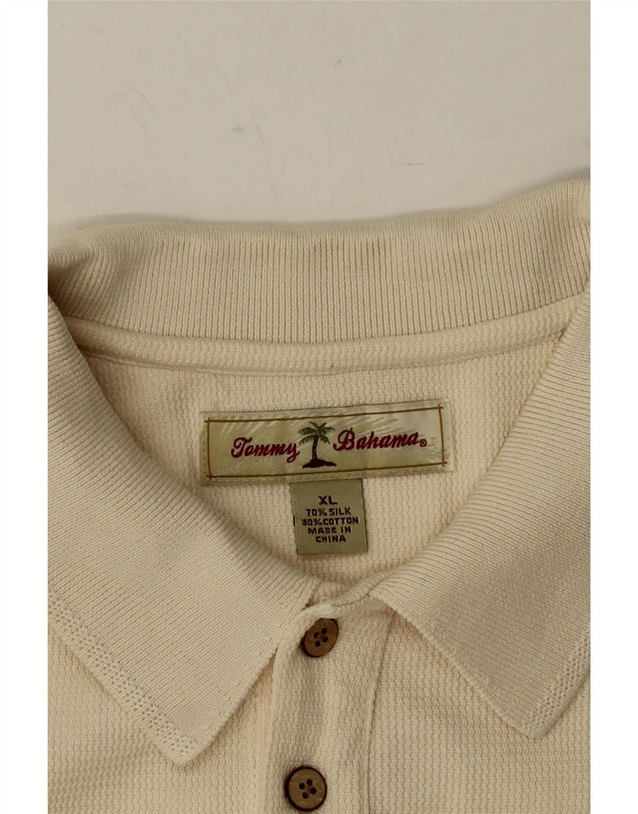 TOMMY BAHAMA Mens Polo Shirt XL Off White Silk Vintage Tommy Bahama and Second-Hand Tommy Bahama from Messina Hembry 