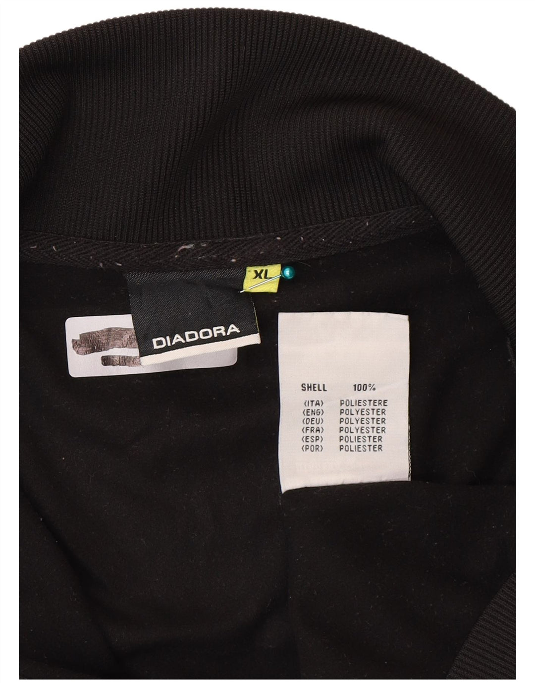 Giacca da tuta da uomo Diadora XL nera in poliestere