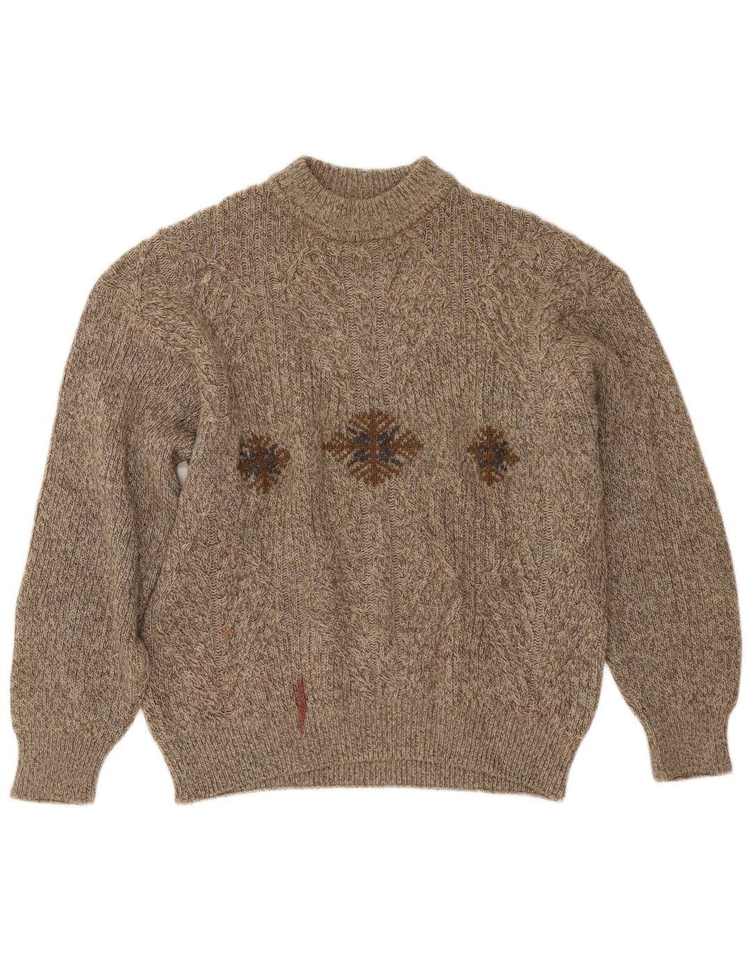 Maglione maglione girocollo da uomo Cacharel grande beige Fair Isle