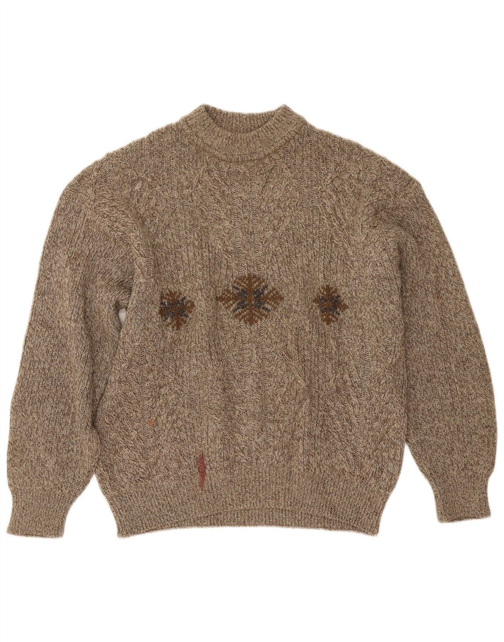 Maglione maglione girocollo da uomo Cacharel grande beige Fair Isle