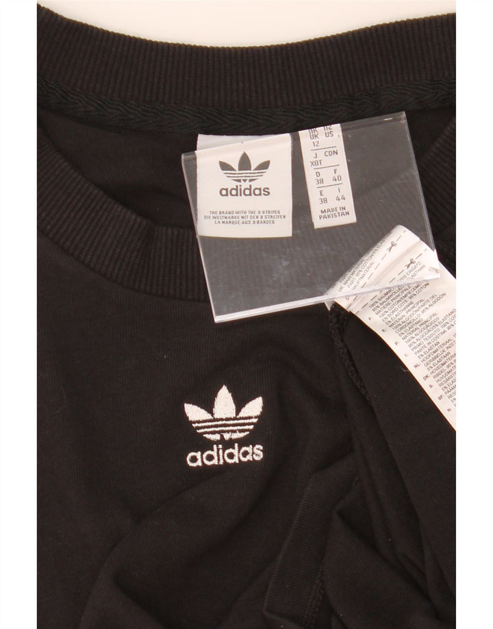 ADIDAS Womens T-Shirt Top UK 12 Medium Black Cotton