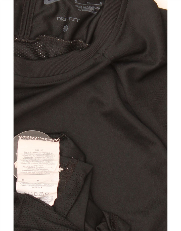 T-shirt Nike da uomo Dri Fit, top in poliestere color block medio nero