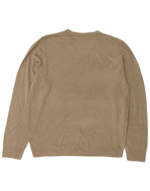 MARKS & SPENCER Maglione da uomo con scollo a V blu Harbour grande beige