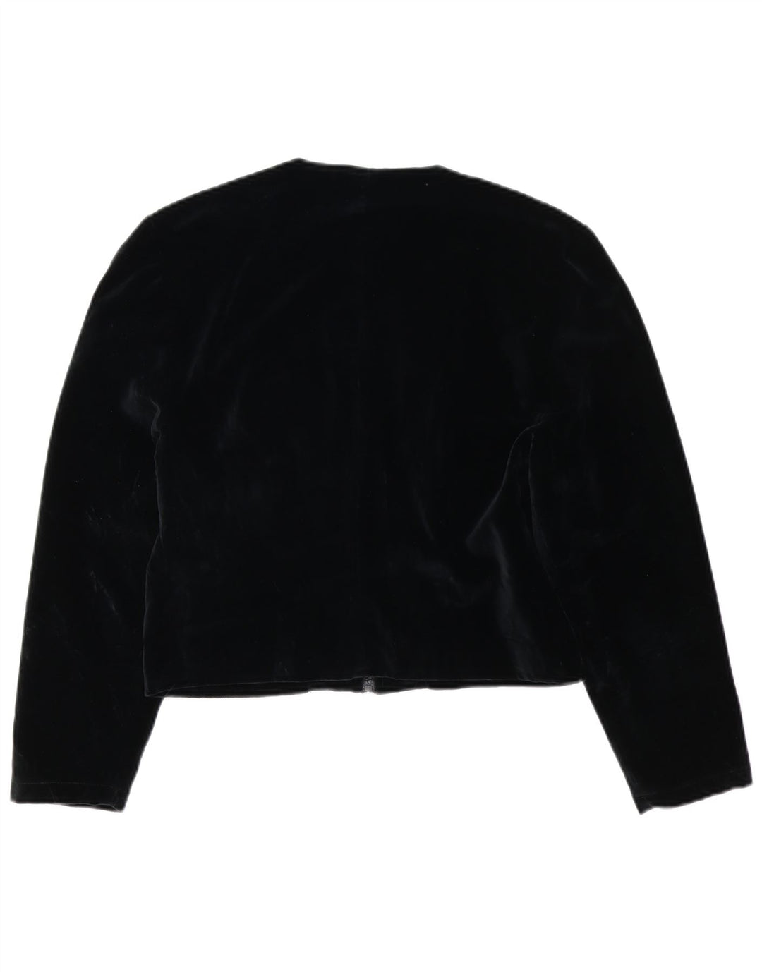 Giacca blazer in velluto corto da donna vintage UK 14 cotone nero medio