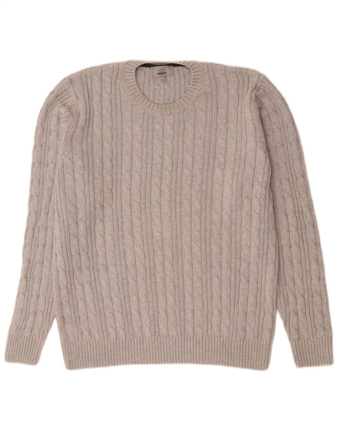 Maglione maglione girocollo da uomo Marks & Spencer vestibilità regolare grande cotone grigio
