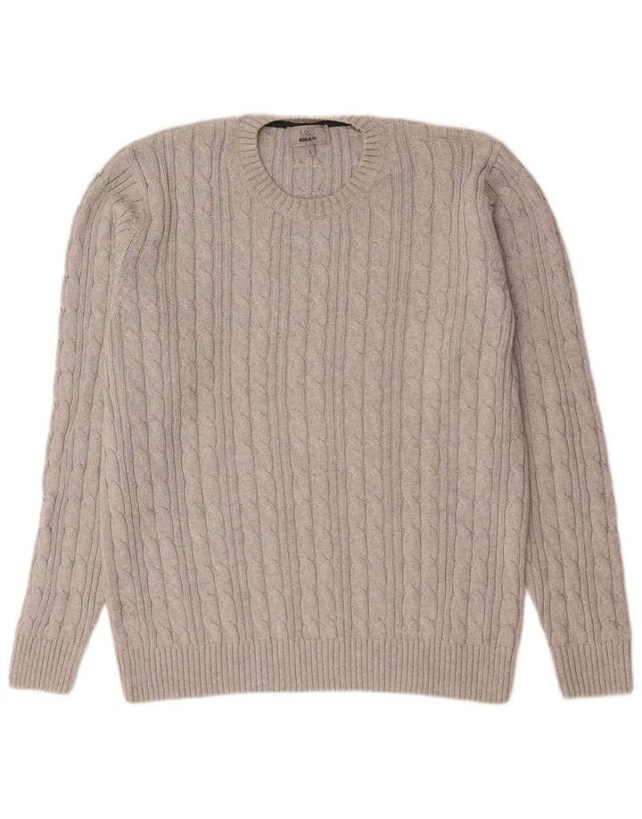 Maglione maglione girocollo da uomo Marks & Spencer vestibilità regolare grande cotone grigio