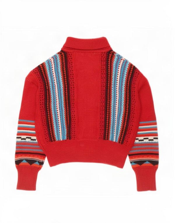 Maglione cardigan oversize da donna Zara UK 10 piccolo acrilico a strisce rosse