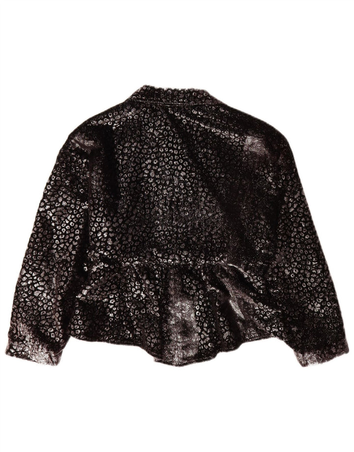 Giacca blazer da donna vintage UK 14 stampa animalier nera media