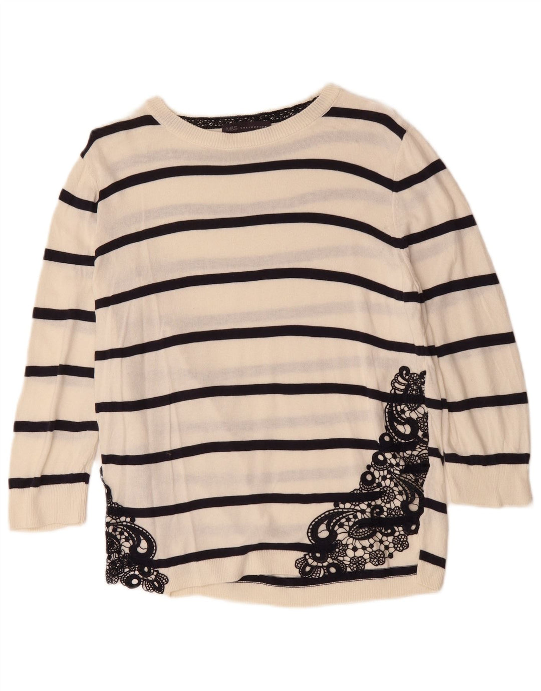 MARKS & SPENCER Maglione da donna con scollo a barca UK 12 Medio Bianco