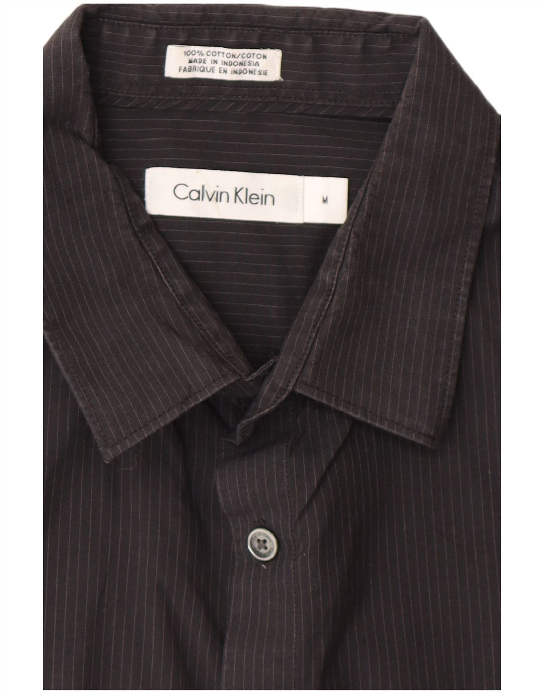 CALVIN KLEIN Camicia Uomo Cotone Rigato Medio Nero