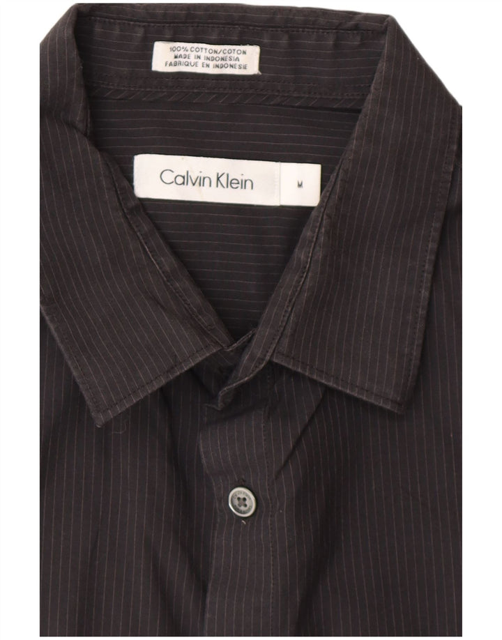 CALVIN KLEIN Camicia Uomo Cotone Rigato Medio Nero
