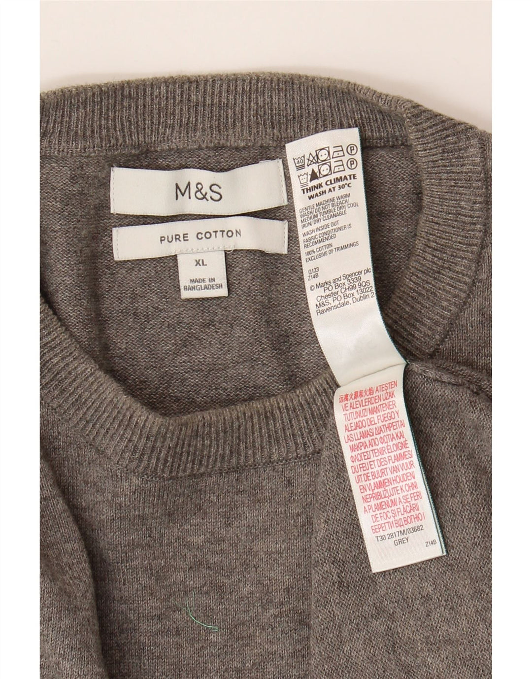 Maglione maglione girocollo da uomo Marks & Spencer XL in cotone grigio