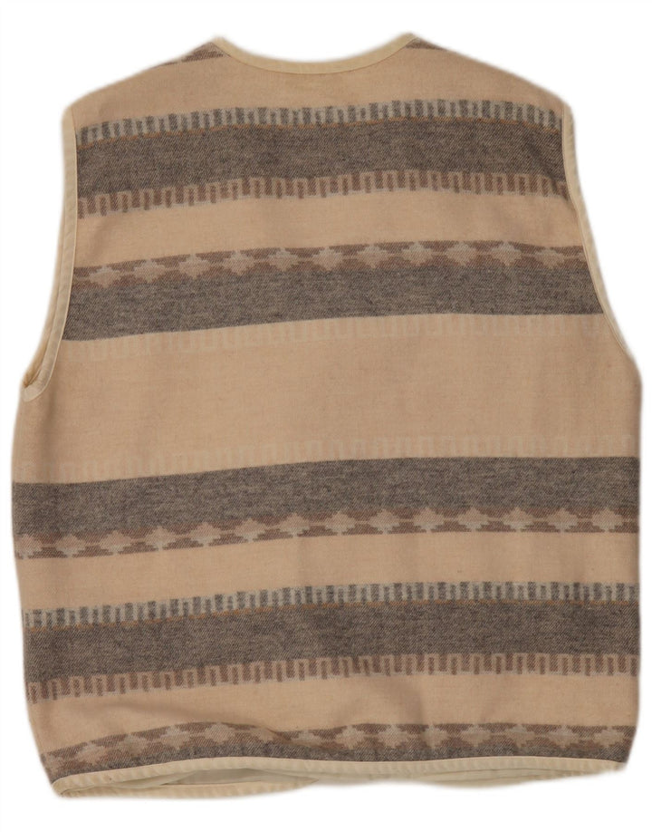 Gilet da donna vintage UK 14 grande lana geometrica beige