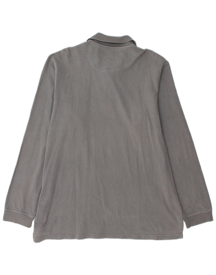 Polo da uomo a maniche lunghe Timberland grande in cotone grigio