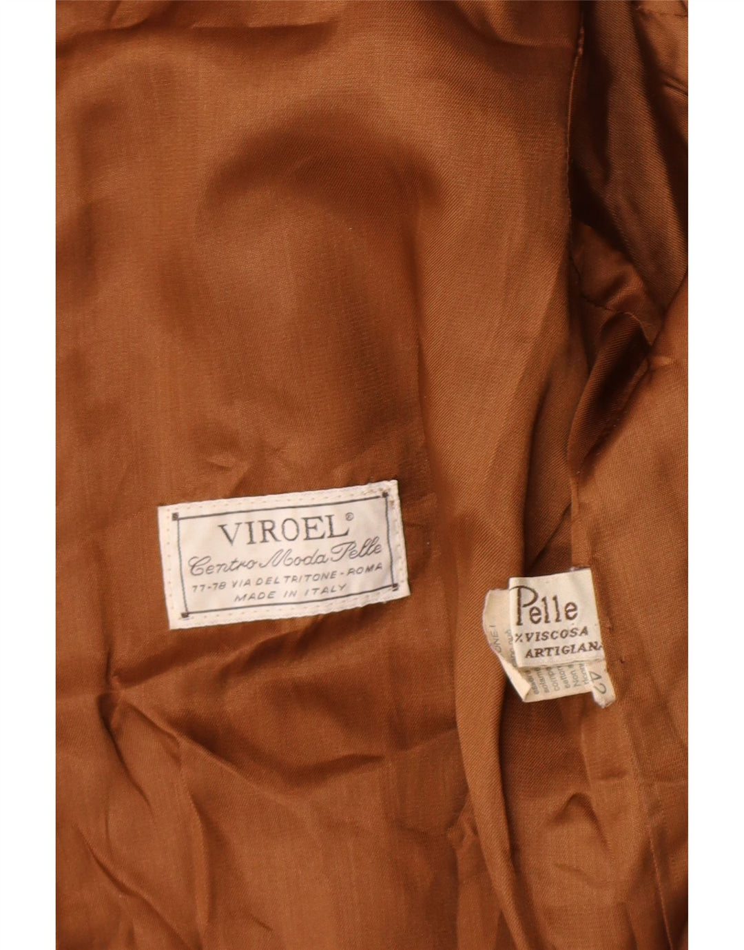 VINTAGE Womens Leather Coat IT 42 Medium Brown Leather