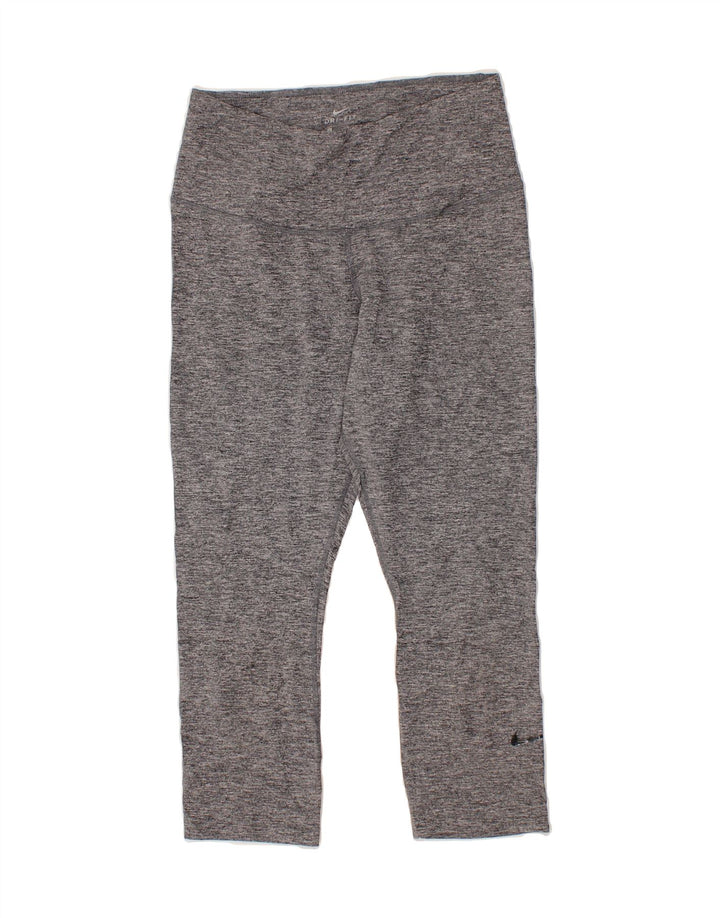 NIKE Womens Dri Fit Capri Leggings UK 14 Large  Grey Polyester Vintage Nike and Second-Hand Nike from Messina Hembry 