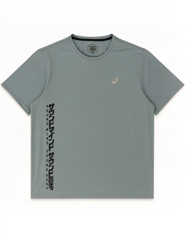 T-shirt grafica da uomo Asics Top XL blu poliestere