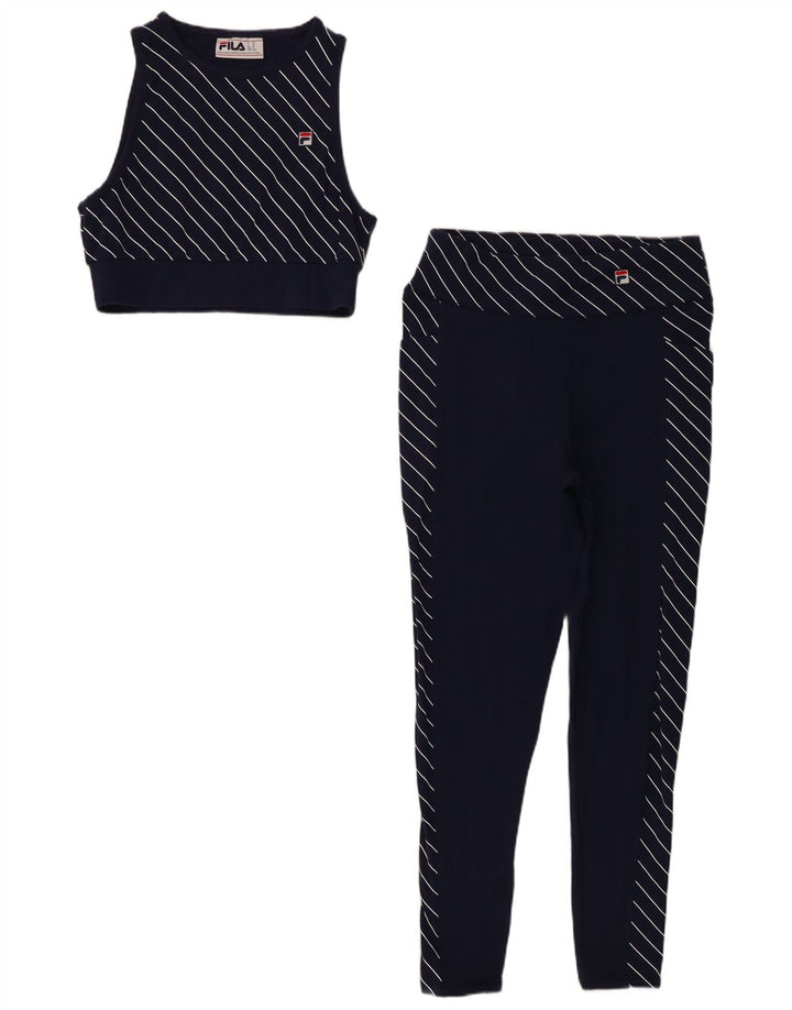 Set da 2 pezzi da donna Fila UK 12 cotone a righe blu navy medio
