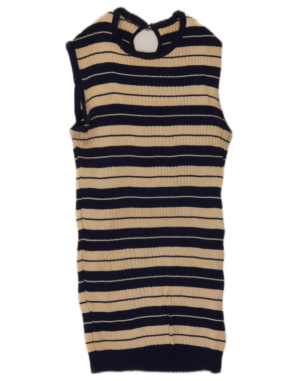 Canottiera vintage da donna UK 18 XL a righe blu