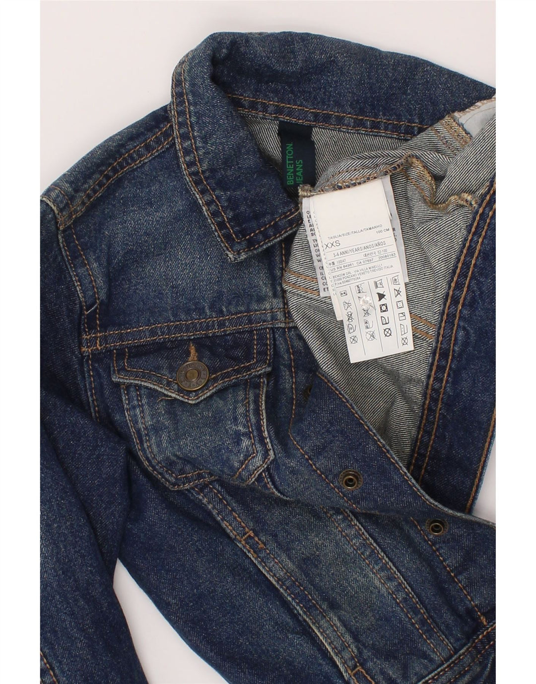 Giacca Jeans Benetton Bambino 3-4 Anni 2XS Blu Cotone