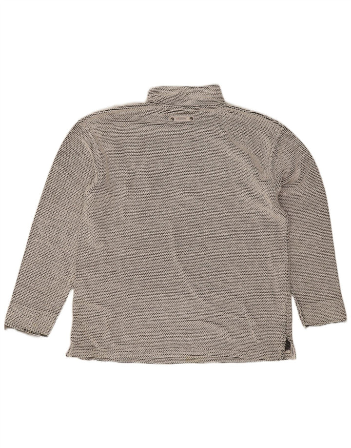 Felpa da uomo con collo con zip Weird Fish, cotone grigio medio