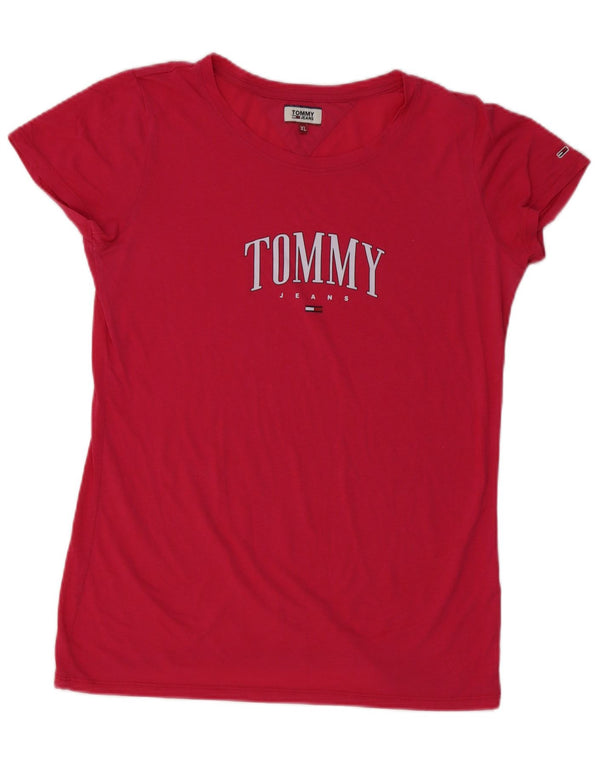 TOMMY HILFIGER T-shirt grafica da donna Top UK 18 XL Rosa