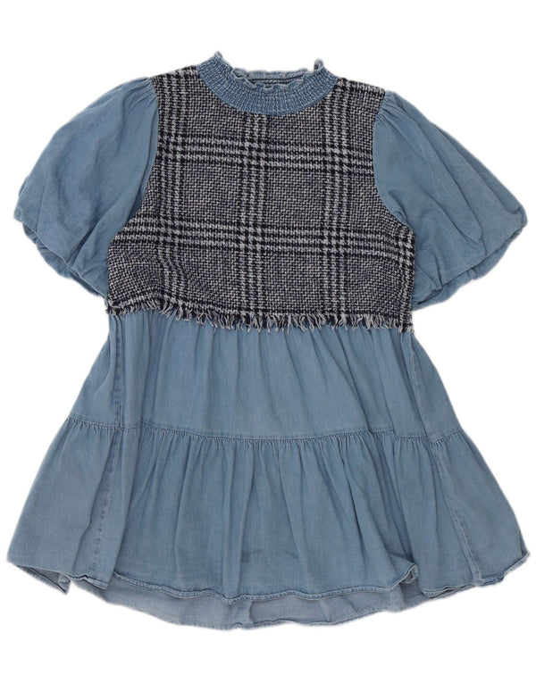 Abito a strati da donna Zara UK 10 piccolo cotone a quadri blu