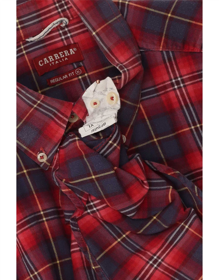 Camicia Carrera da uomo in flanella vestibilità regolare XL cotone a quadri rossi