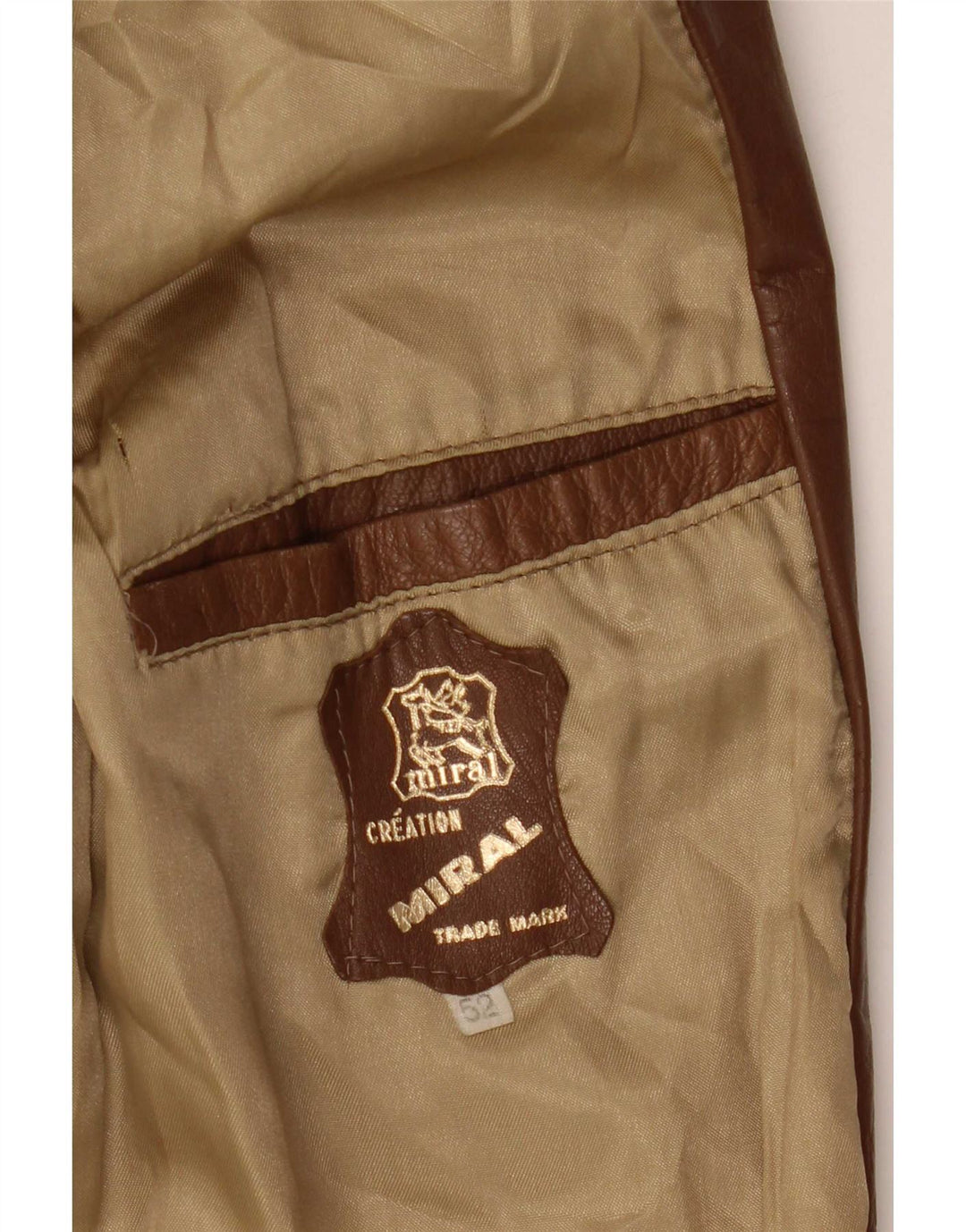 Giacca in pelle vintage da uomo IT 52 XL Colorblock marrone