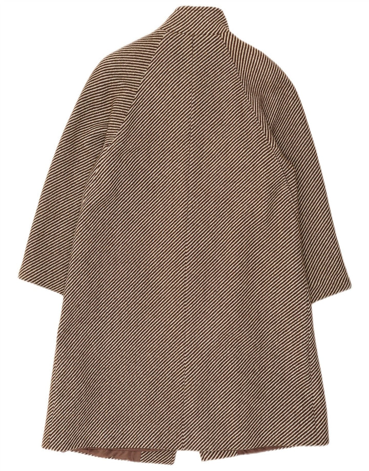 Cappotto vintage da donna UK 14 gessato marrone medio