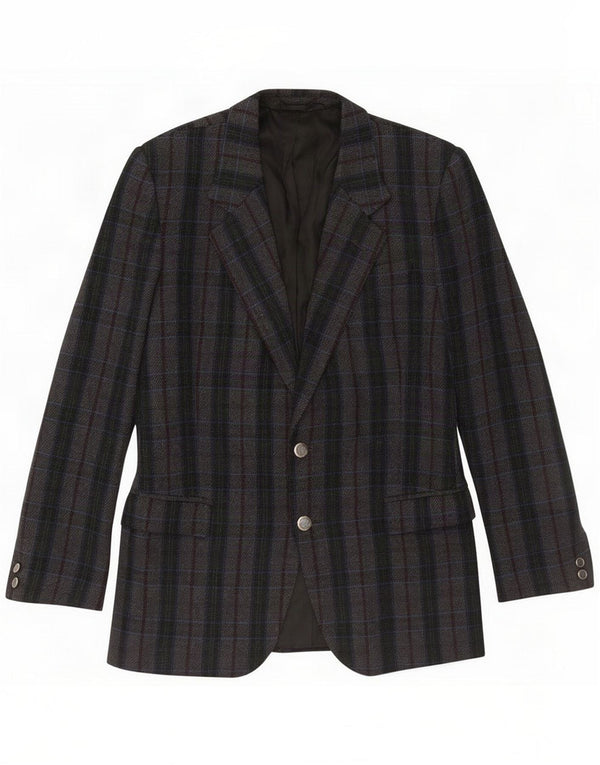 Marzotto Giacca blazer da uomo a 2 bottoni UK 38 scozzese grigio medio