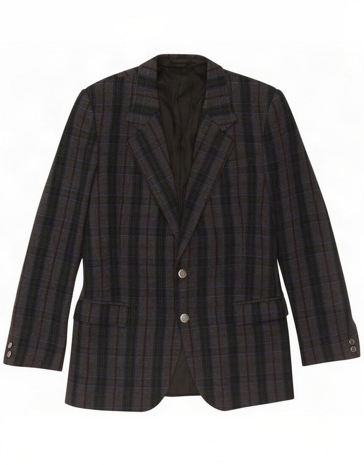 Marzotto Giacca blazer da uomo a 2 bottoni UK 38 scozzese grigio medio