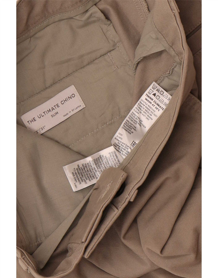 Pantaloni chino slim da uomo Marks & Spencer W32 L31 cotone grigio