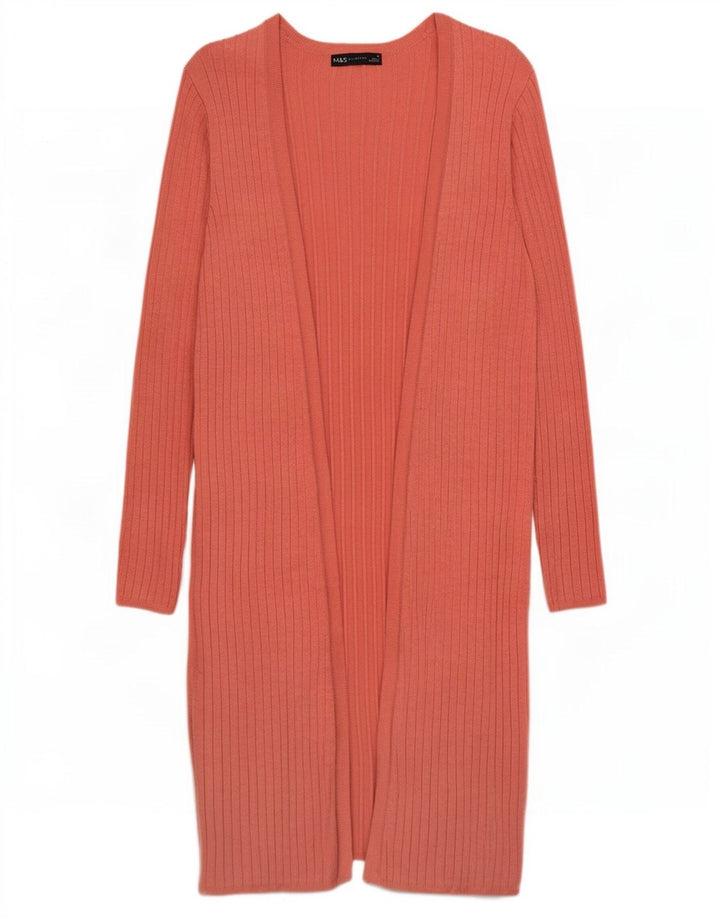 Maglione cardigan aperto lungo da donna Marks & Spencer UK 10 piccolo rosa