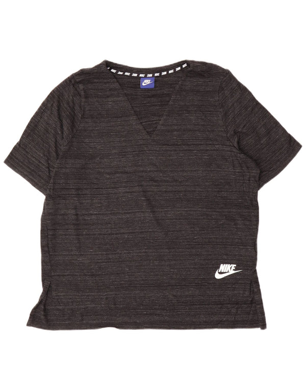 T-shirt a maniche corte da donna Nike Top Large in viscosa gessata grigia