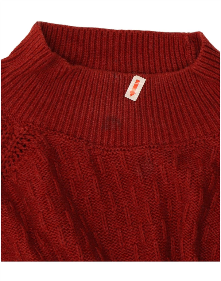 Maglione maglione collo alto da donna vestibilità ampia Fat Face UK 12 rosso medio