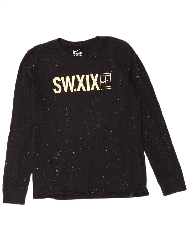 Nike Maglia da uomo con taglio atletico grafico a maniche lunghe in cotone mélange nero medio