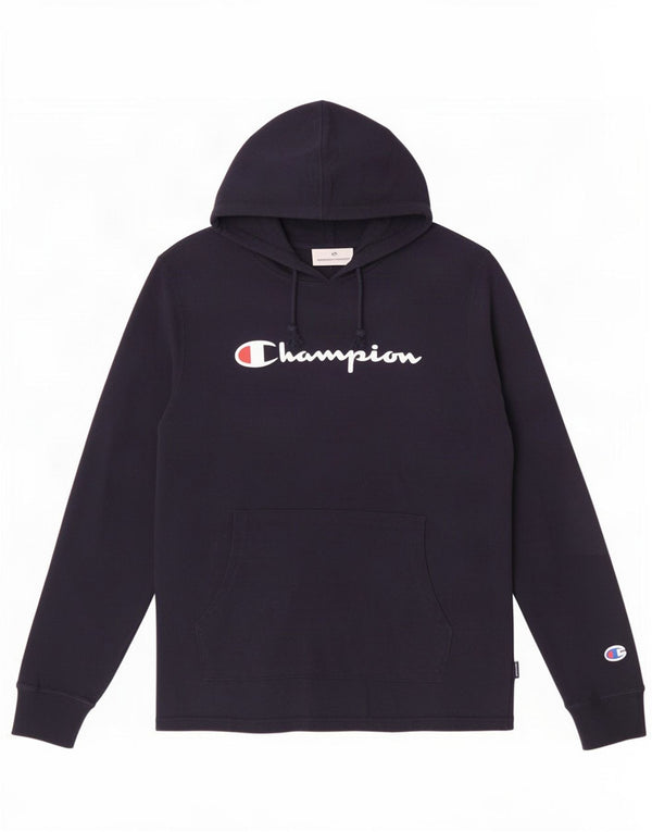 Champion Mens Graphic Hoodie Jumper Small Navy Blue Cotton