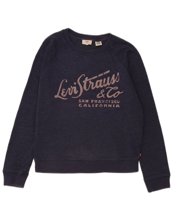 Levi's Donna Felpa Corta Oversize Maglione UK 10 Small Blu Navy