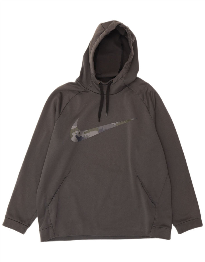 NIKE Felpa con cappuccio grafica Dri Fit da uomo XL Poliestere grigio