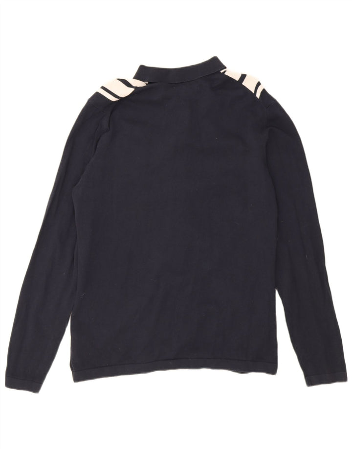 Maglione cardigan da uomo Marks & Spencer cotone a righe medie blu navy
