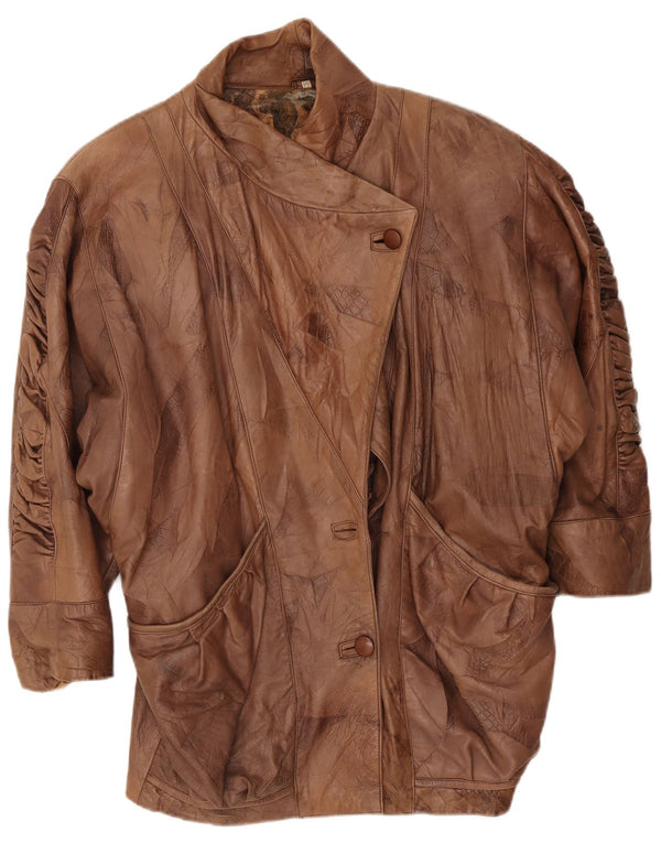 Cappotto oversize in pelle vintage da donna EU 44 XL Marrone
